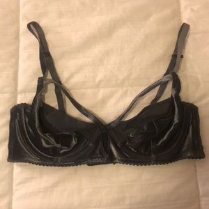 Free People Velvet and Mesh Cut Out Underwire Bra